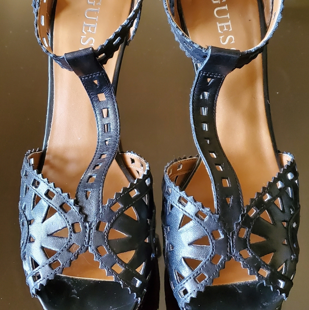Black leather shoe